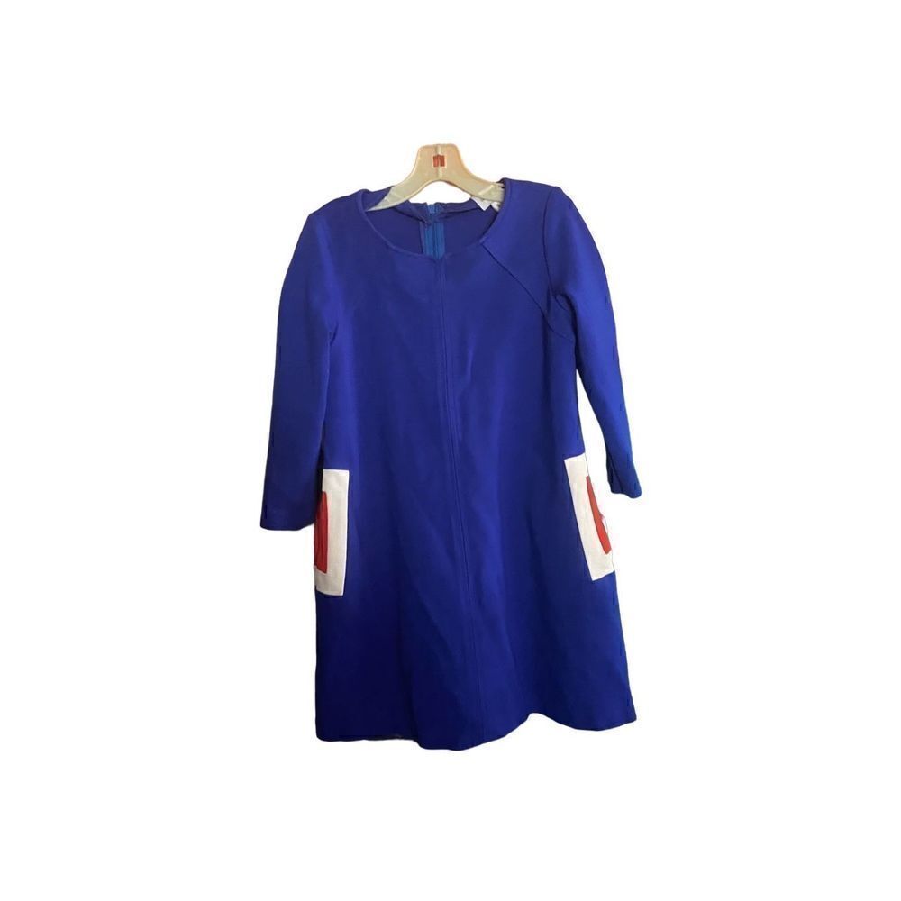 Lisa Perry girls, blue long sleeve dress with pockets, size 8
